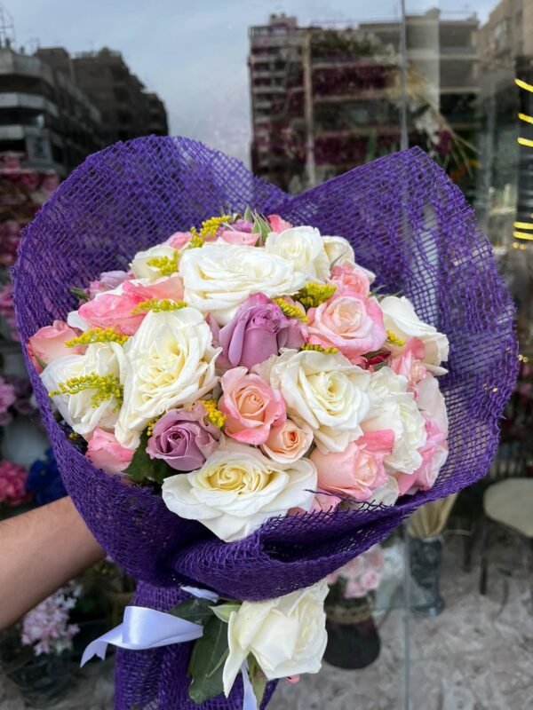 Burlap Bouquet with Natural Roses