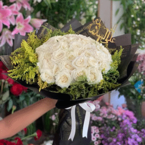 بوكيه ورد ابيض طبيعي