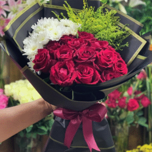 بوكيه ورد احمر طبيعي مستورد