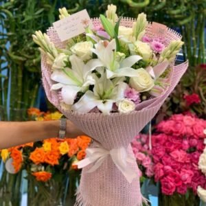 بوكيه ورد طبيعي مع صناعي