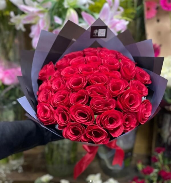Artificial red rose bouquet